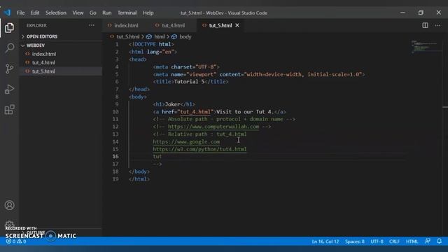 Links in HTML, Relative and Absolute Path HTML | Web Development 2021 Hindi смотреть онлайн
