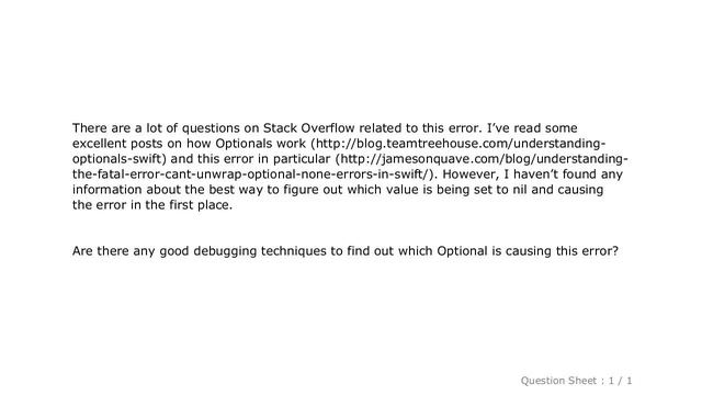 iOS : How to debug 'fatal error: unexpectedly found nil while unwrapping an Optional value' смотреть онлайн