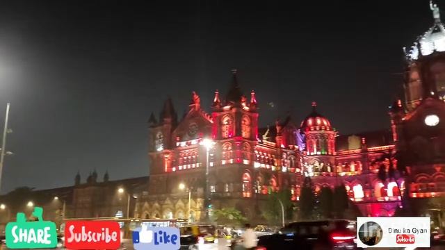 Night view of Chhatrapati Shivaji Maharaj Terminus, Mumbai Railway Station & BMC смотреть онлайн