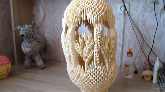Модульное оригами Ваза из модулей Украшена квиллингом. смотреть онлайн
