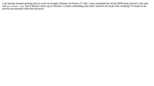 Issues getting Java installed in Chrome in Fedora 17 x64 смотреть онлайн