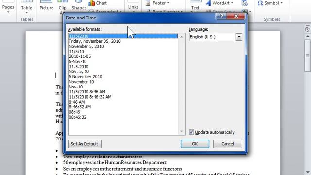 Word 2010 - Insert the Current Date and Time in a Document смотреть онлайн