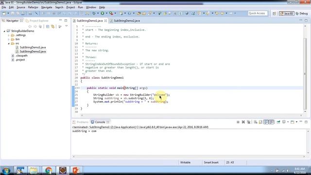 Java StringBuilder [substring method] | Java Tutorial смотреть онлайн