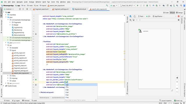 Создание чата на Kotlin в Android Studio. Часть 10. Search_Item