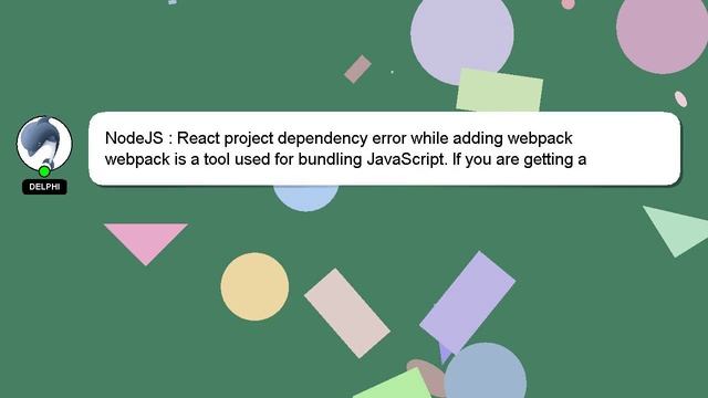 NodeJS : React project dependency error while adding webpack смотреть онлайн