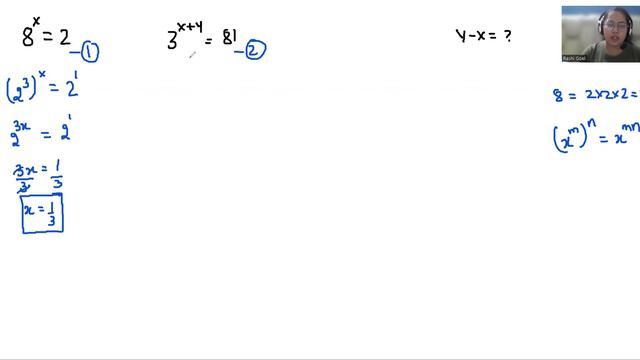 IF 8^x=2 , 3^(x+4)=81 Then y-x= ? | Nice Exponent Problem | Learn How to Solve Quickly смотреть онлайн