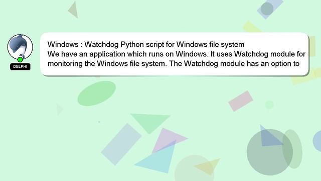 Windows : Watchdog Python script for Windows file system смотреть онлайн