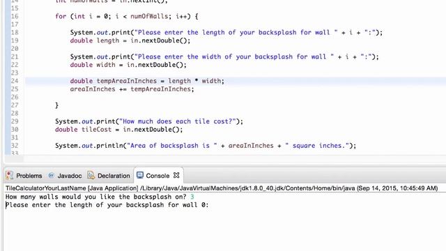 Tile Calculator - Java for loop смотреть онлайн