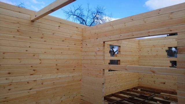 Строительство дома из бруса под усадку по проекту Д-49-К смотреть онлайн