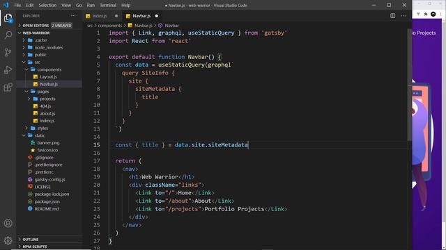 Gatsby Tutorial #10 - Static Queries (useStaticQuery) смотреть онлайн