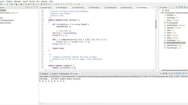 eclipse workspace HeapSort prabh src Lab 8 PriorityQueue java Eclipse IDE 2021 12 14 23 29 11 смотреть онлайн