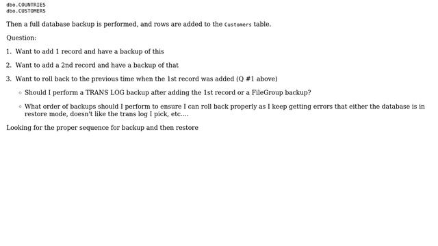 Databases: Best way to perform backups with filegroups and then restore those backups смотреть онлайн