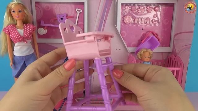 Кукла Штеффи с малышами, коляской и игрушками Распаковка и обзор Игровой набор для девочек смотреть онлайн