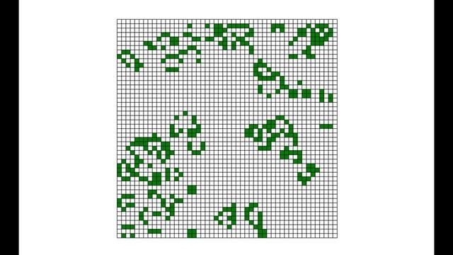 Life Game in a 50x50 grid for 50 generations programmed in Python смотреть онлайн