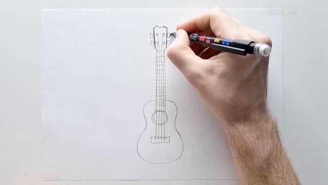 How to draw a guitar step by step for kids смотреть онлайн