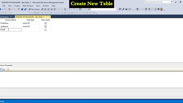 SQL Server 2022 - Create New Table смотреть онлайн