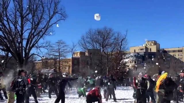 Snow ball fight in Meridian Hill park DC 1/24/16 смотреть онлайн