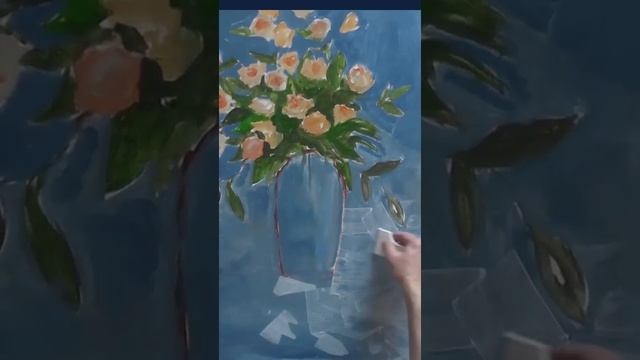 Цветы акрилом. Работа над заказом 70х90 см смотреть онлайн