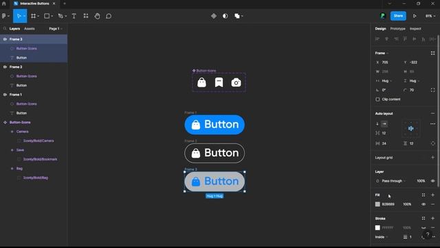 Interactive Button Components with Icons using Auto Layout in Figma смотреть онлайн