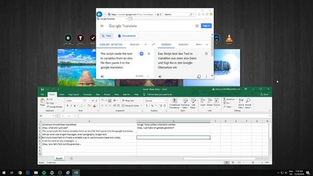 Web Scraping Test - AutoHotkey & COM Excel & Google Translator - EN To DE Or Any Lang