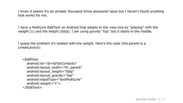 Android : MultiLine EditText in Android with the cursor starting on top смотреть онлайн