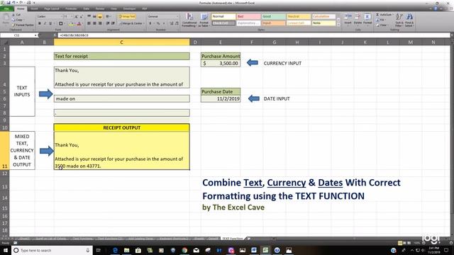Combine Text, Dates & Currency in Excel смотреть онлайн