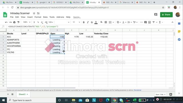 Intraday Stock Scanner With Google Spreadsheets | Stock Market | Tamil