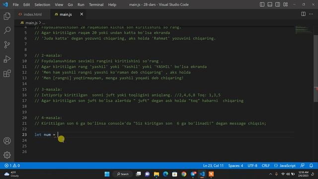 28-dars. JS Amaliyot ! | Masalalar ishlash | Javascript (JS) darslari 0 dan | alicoder | alicoder.u смотреть онлайн