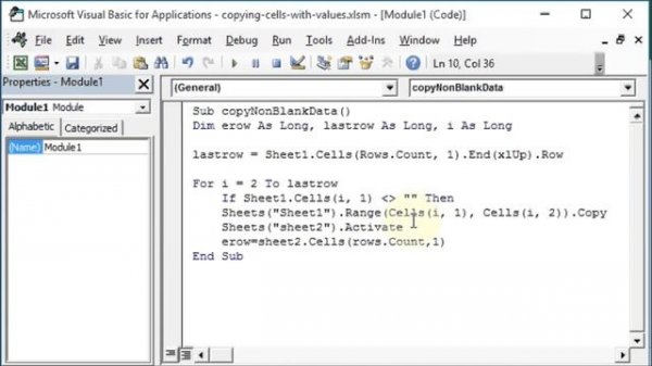 Copy Non Blank Data from Sheet1 to Sheet2