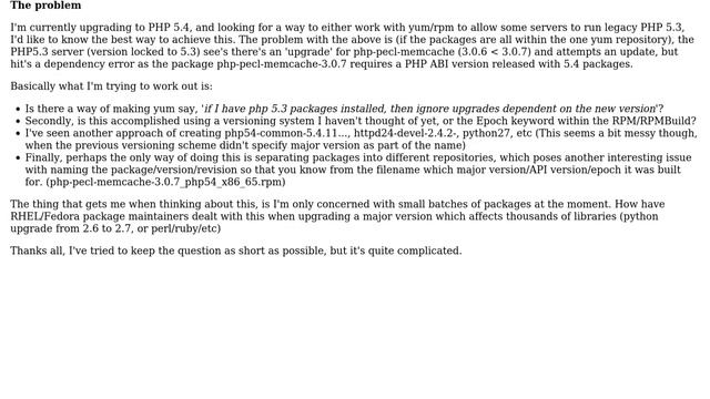 RPM packages with dependencies based on a major version of software (i.e php 5.3 with it's... смотреть онлайн