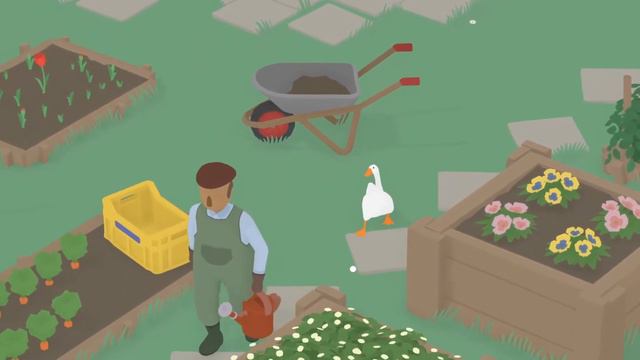 Гусь Храбрец троллит Нуба и побеждает! Садовник наказан! Роза спасена! Untitled Goose Game #1 смотреть онлайн