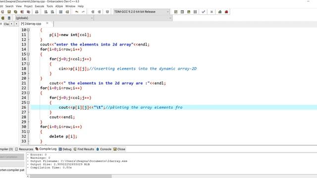 dynamic array-2 d -cpp смотреть онлайн