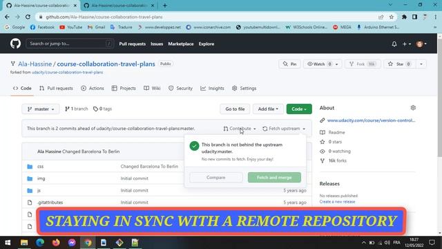 #65 : Course Git && Github | Staying In Sync With A Remote Repo | Fetching All The Changes | Part 3 смотреть онлайн