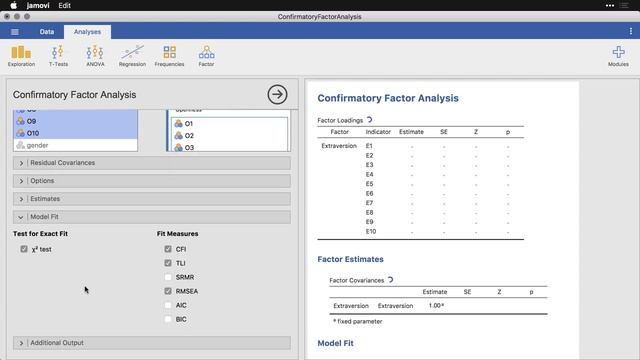 Confirmatory factor analysis — jamovi смотреть онлайн