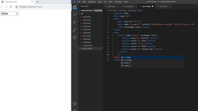 11. Use of onchange event in JavaScript | JavaScript tutorial for beginners in hindi смотреть онлайн