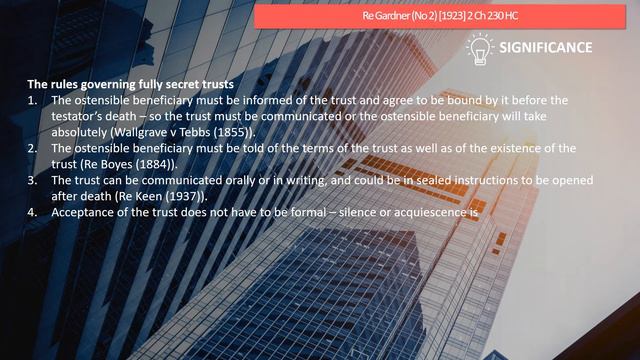 [Case Law Equity &Trusts] ['rules governing secret trusts'] Re Gardner (No 2) [1923] 2 Ch 230 HC смотреть онлайн