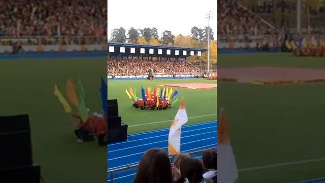 Олимпийский огонь в Красногорске на стадионе 