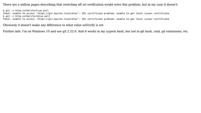 How to really switch off ssl verification in git? (http.sslVerify is ignored)? смотреть онлайн