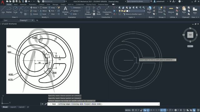 #25 Practice Exercise 22 for Beginners in AutoCAD 2021 || 2D Drawing & Sketcher |Elips|#yateesh| смотреть онлайн