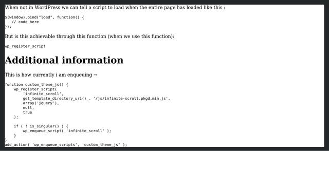 Wordpress: Tell WP register script to load a script only when the entire page is loaded смотреть онлайн