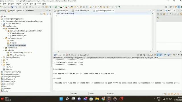 Web server failed to start. Port 8080 was already in use in spring boot project problem solved смотреть онлайн