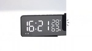 LED Mirror Alarm Clock Temperature and Humidity Display with Radio and Time Projection