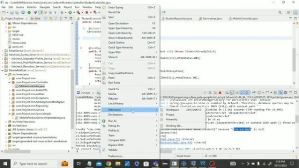nested exception is java.lang.NullPointerException:  ServiceImplementation is = null , 500 error