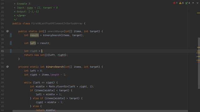 Поиск первой и последней позиции элемента в упорядоченном массиве (leetcode) смотреть онлайн