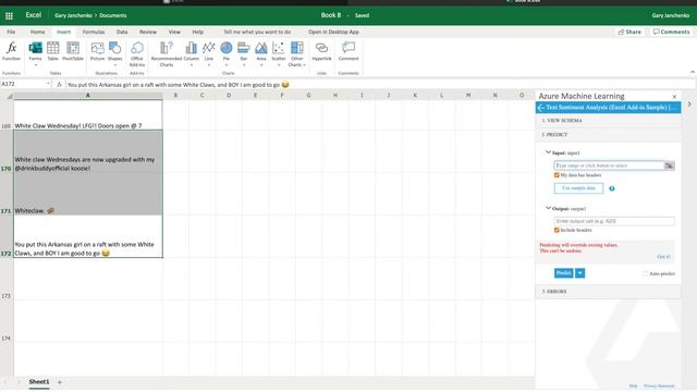 Sentiment Analysis in Excel Using Azure Machine Learning смотреть онлайн
