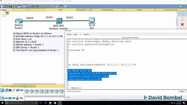 Cisco CCNA Packet Tracer Ultimate labs: DHCP Server Lab 1: Answers and demonstration смотреть онлайн