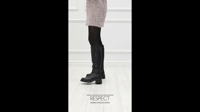 Черные утепленные сапоги из гладкой кожи VS10-167498 смотреть онлайн