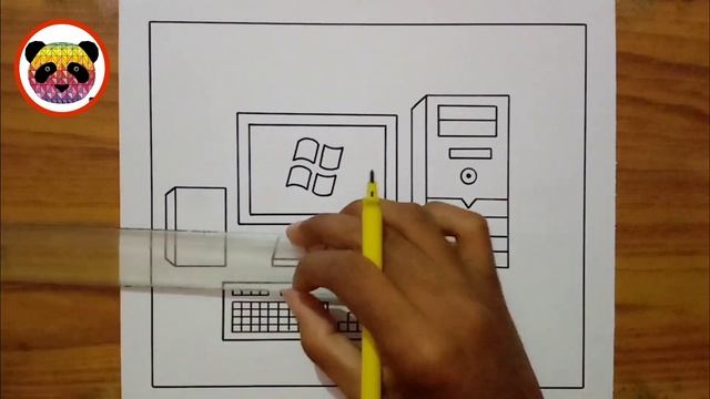 How to Draw Desktop Computer Step By Step For Beginners / Computer Parts Drawing / Computer Drawing смотреть онлайн