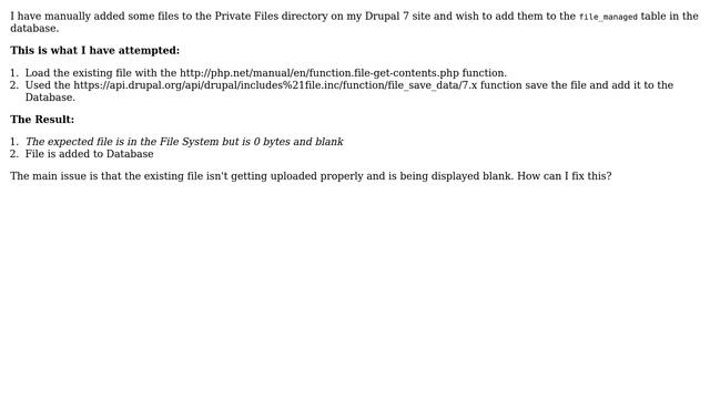Drupal: How to Add Existing File to file_managed. File is Blank? смотреть онлайн