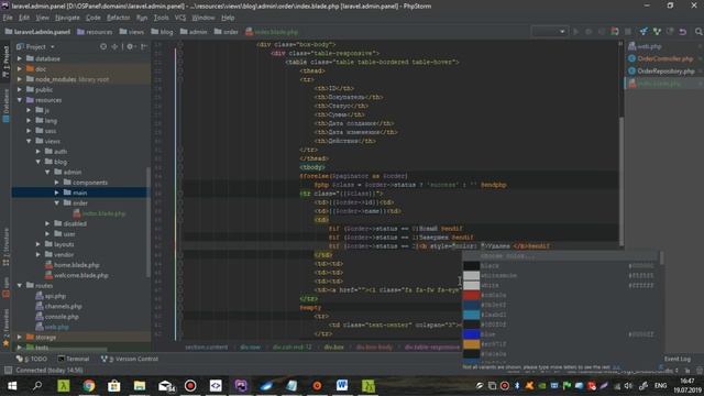8.Laravel 5.8.* - Урок 8. Обработка заказов. Routes. Models. Controllers. Repository. Часть 1 смотреть онлайн